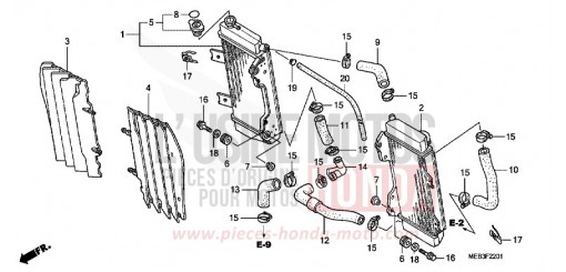 RADIATOR (CRF450R5,6,7,8) CRF450R5 de 2005